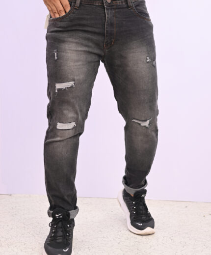 Mid Rise Washed Denim Dark Grey